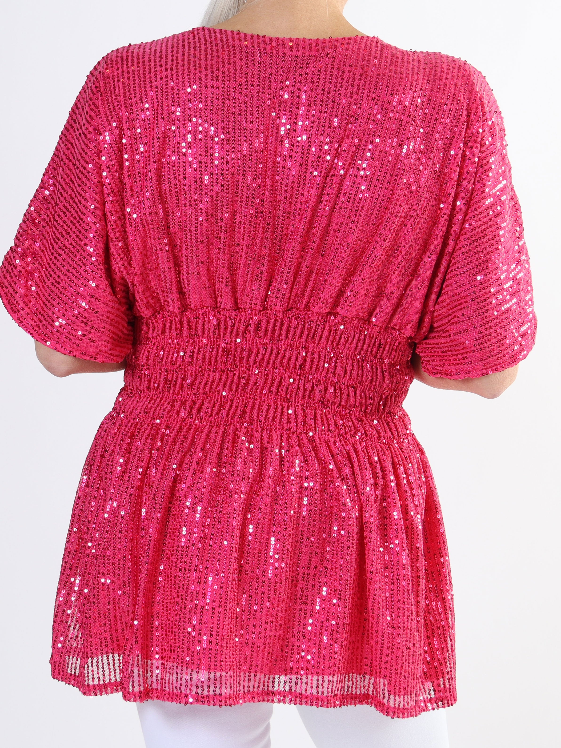 Pams Glitter Shirt - Sød plus size tunika med smock og pailletter